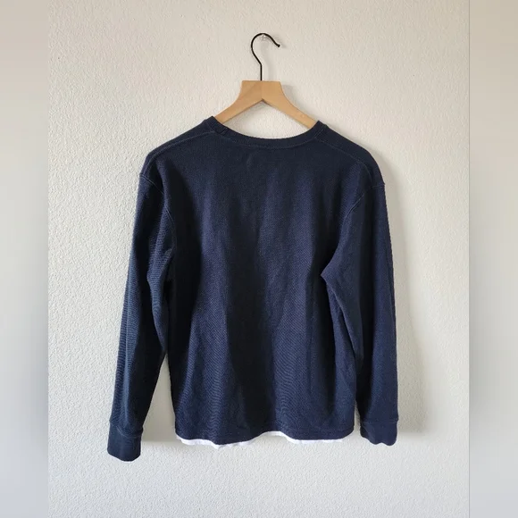 Zara Men’s Navy Blue L/S Thermal Top Size Medium - Picture 2 of 6